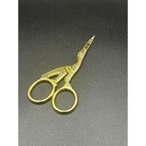 Vintage Brass Crane Embroidery Sewing Scissors Letter Opener